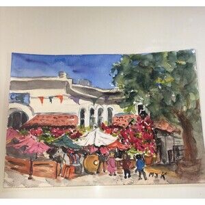 Original Water Color Painting Of Alvero Street Los Angeles Ca.
